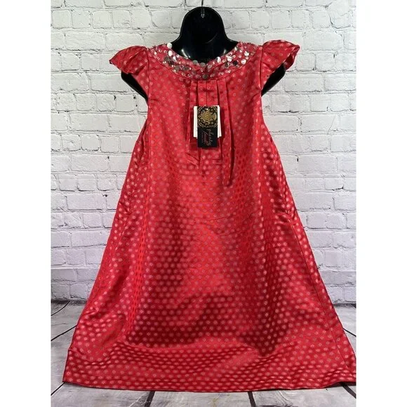Tracy Reese Plenty Frock sequin cap sleeve red brocade dress sz‎ small - Picture 6 of 7
